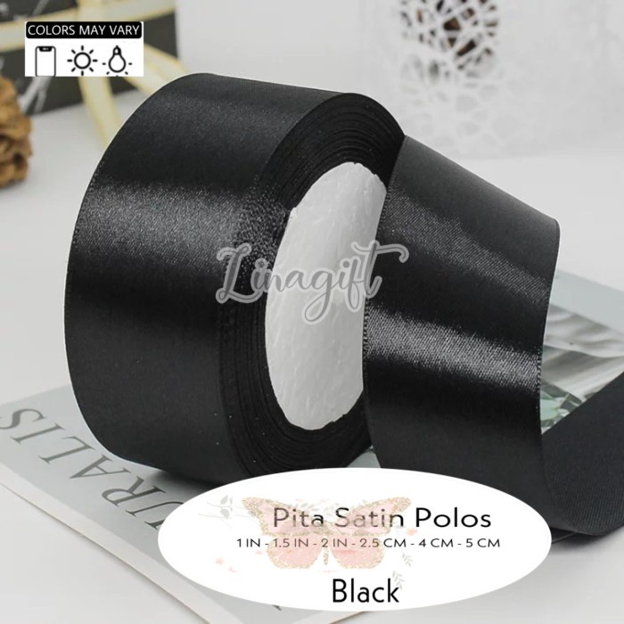 

AIM24- PITA SATIN POLOS 2INCH/ 5CM (Rol-18mtr) SATEEN/ KAIN/ HIASAN KADO - BLACK