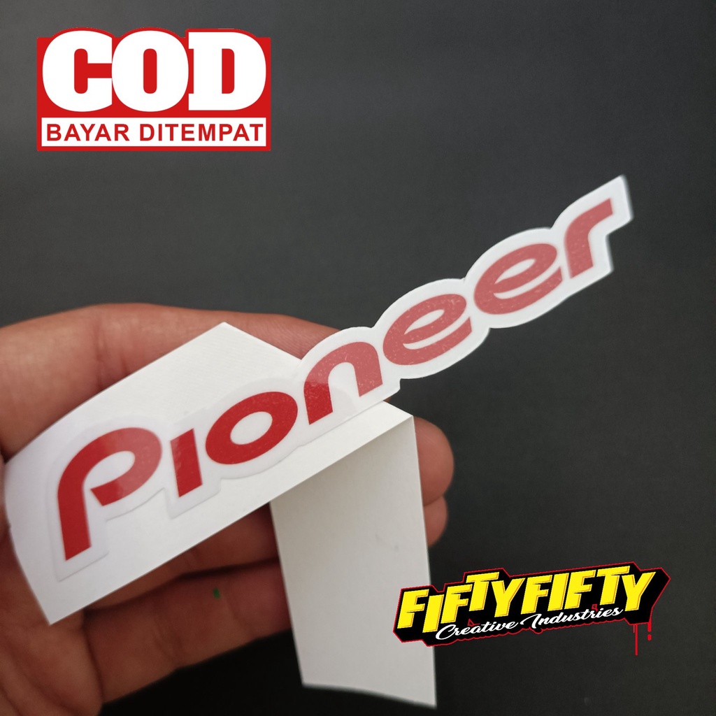 Stiker Print Cut PIONEER Stiker Printing Laminasi Glossy Stiker Motor Mobil Helm Sudah Membentuk Pola Desain