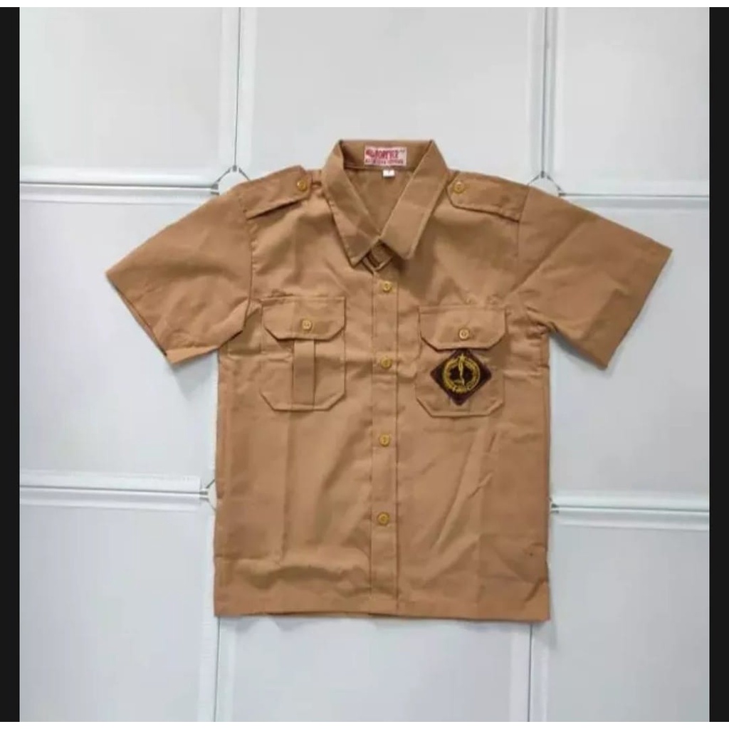 BANTING HARGA Baju PRAMUKA Lengan PENDEK Laki Coklat Seragam Sekolah SD