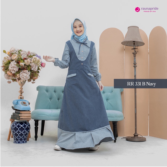 pStore88 - Rauna - Baju Muslim - Gamis Remaja 331 B Navy 5684