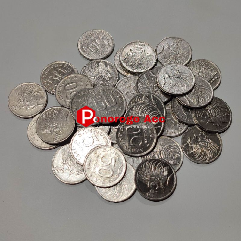 (USED/CUCI KINCLONG) Uang koin kuno 50 rupiah burung cendrawasih tahun 1971