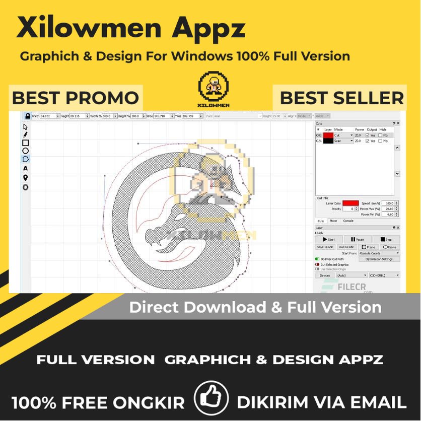 [Full Version] LightBurn Pro Design Graphics Lifetime Win OS