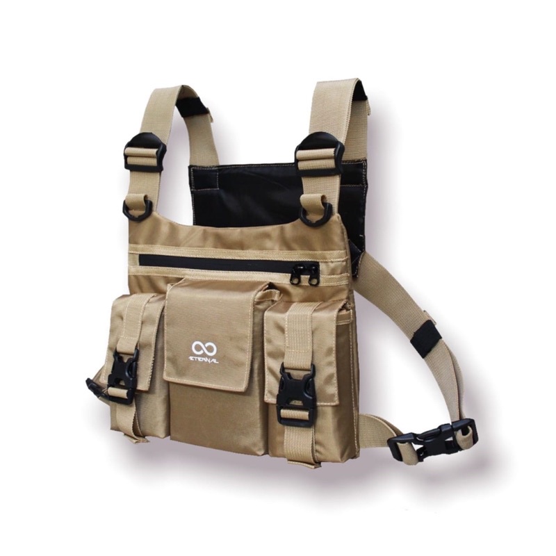 CHEST BAG GOLDY V3 - Tas dada Pria terbaru 2023 Material Cordura Black/Gold