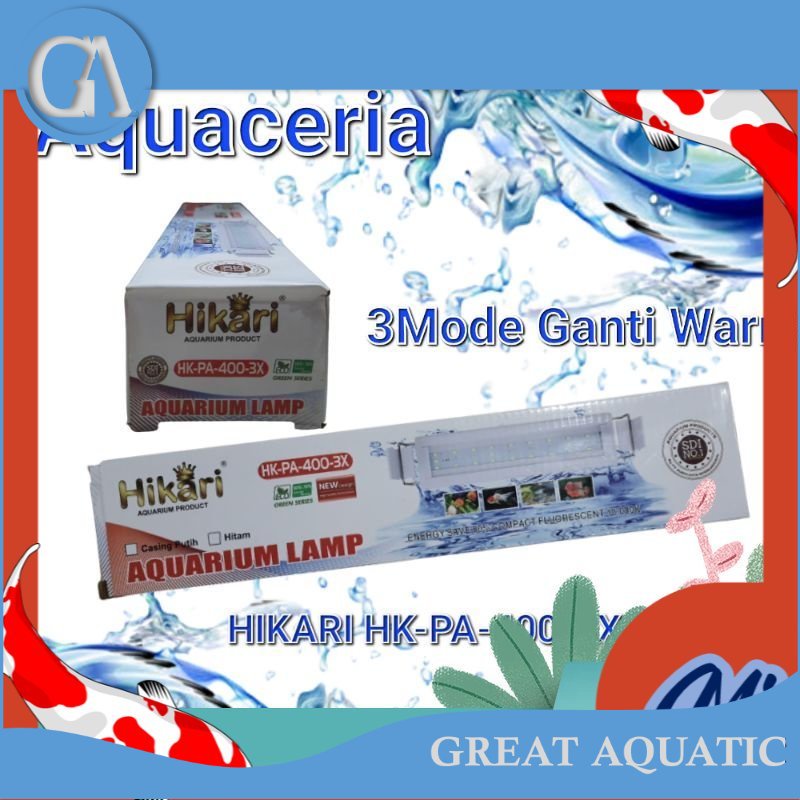Lampu Gantung Aquarium 30-40 cm HIKARI PA 400 3X LED 3Mode Warna