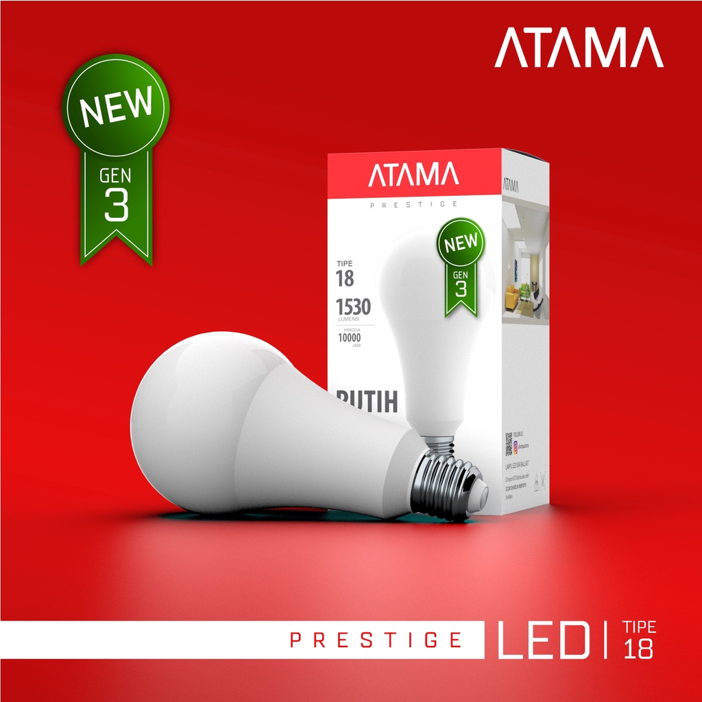Lampu LED BULB ATAMA PRESTIGE Tipe 18 GEN 3 (NEW) Putih