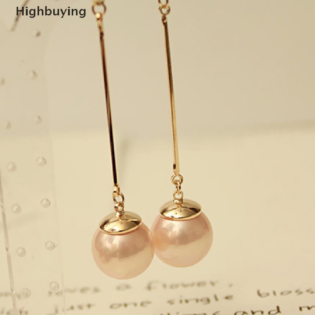 Hbid Long flow Artificial Pearl Earrings Anting Wanita Perhiasan Anting Mutiara Glory