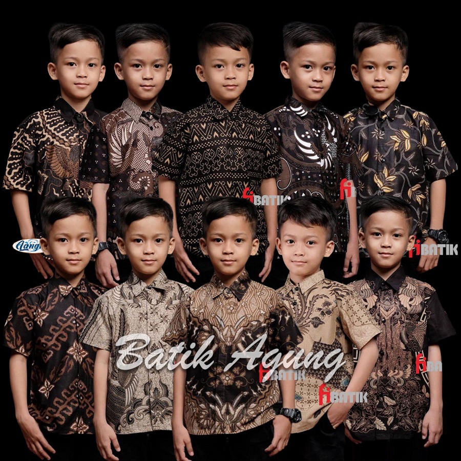 Usia 2-11 Tahun Baju Hem Batik Anak Pendek Terbaru / Kemeja Batik Anak Laki Laki Size S M L XL XXL