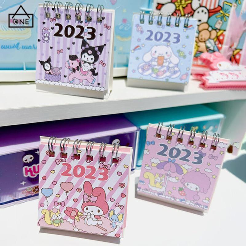 COD❤️Kalender Meja Mini 2023  Lucu Vertikal  Anjing Kuromi Cinnamoroll  Kalender Kecil-A.one