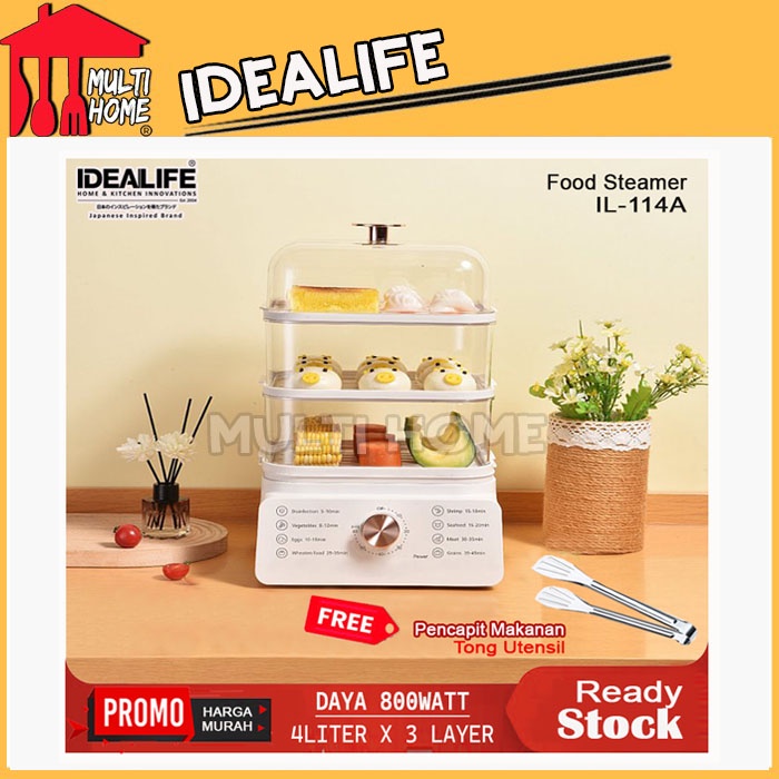 Food Steamer Idealife / Pengkukus Makanan IL–114A (3 Layer)