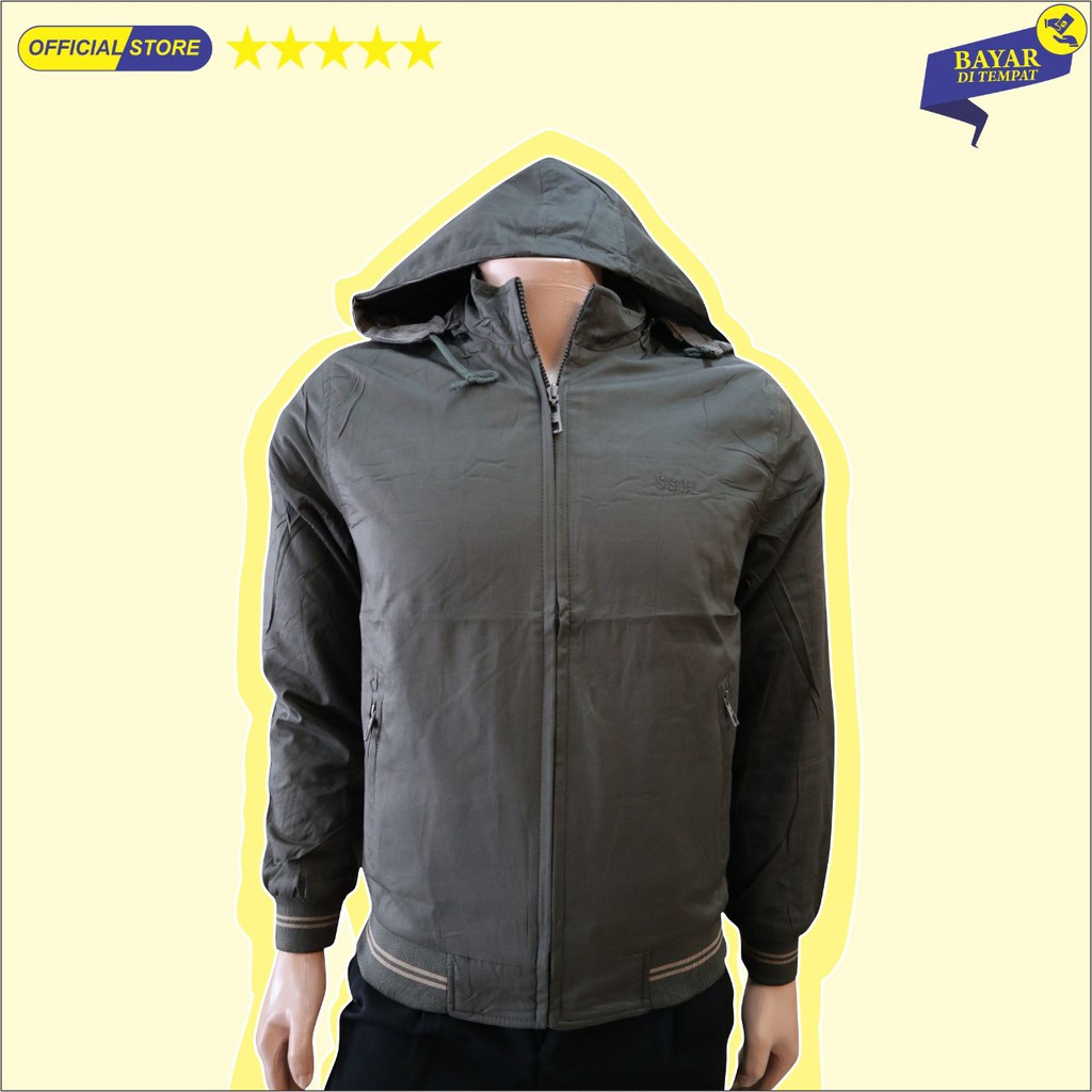 Jaket Pria SSBL 5953 Katun Bolak Balik Krah Shanghai Topi Lepas Pasang / Pakaian Bapak size XL-3XL (JUMBO) - sckmenwear GROSIR