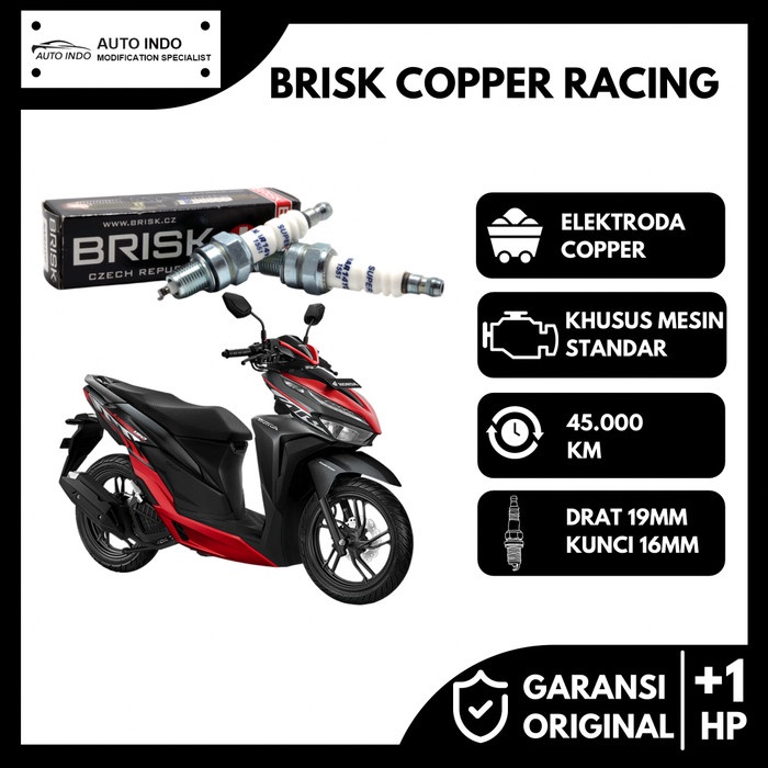 Busi Busi Motor Honda Vario 125 150 Brisk Copper Racing Ar12C 100% Ori