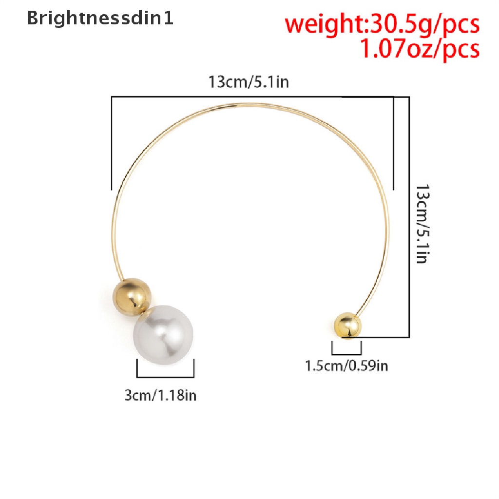 [Brightnessdin1] Choker Mutiara Imitasi Elegan Fashion Splicing Bola Asimetris Kalung Wanita Perhiasan Butik