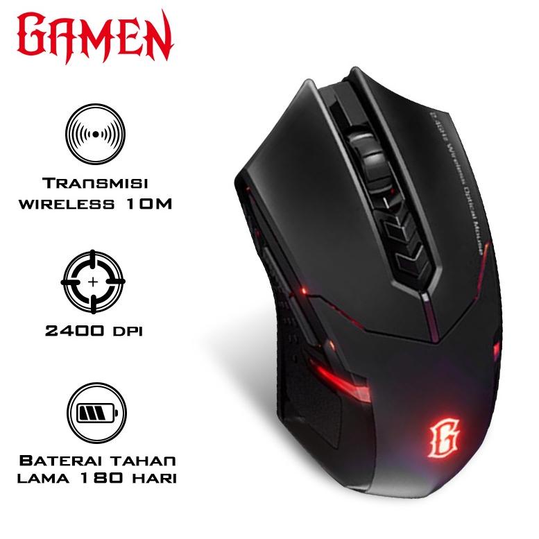 GAMEN Mouse Gaming Wireless GM300W 2400 DPI Mouse USB Gaming