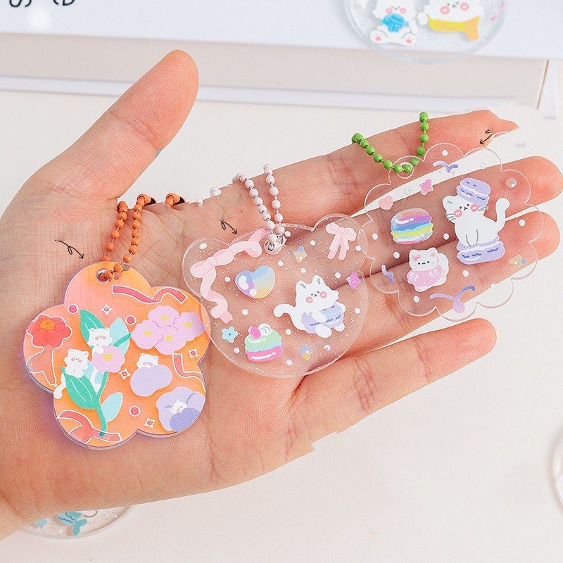 [COD Tangding] 10 Pcs Akrilik Gradien Transparan Guka Liontin Kecil Siswa Tangan Akun DIY Gantungan Kunci Hadiah