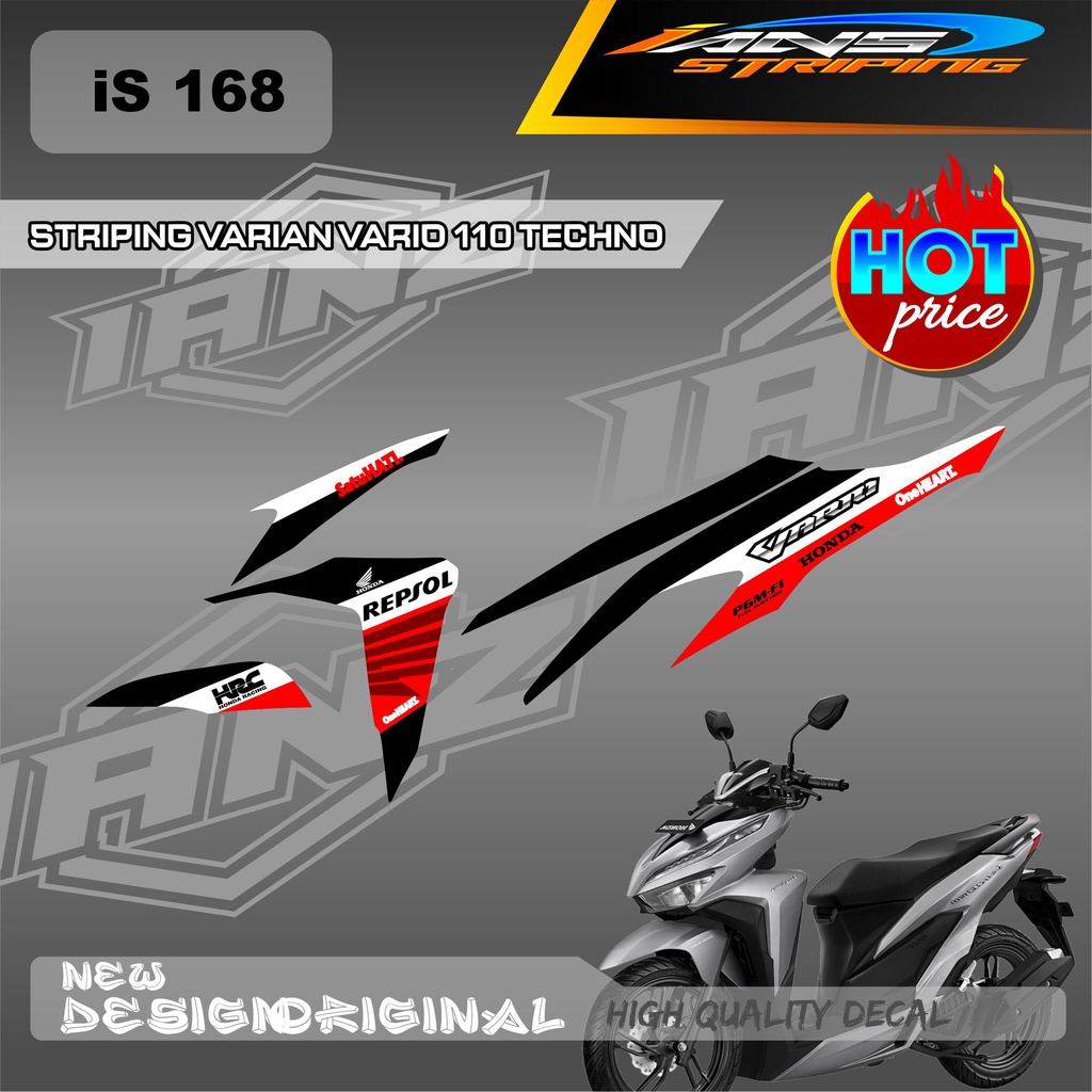 DECAL STIKER HONDA VARIO TECHNO 11O FULLBODY 2009-2013 DESAIN SIMPEL REPSOL / STIKER BODY VARIO 110 REPSOL / STRIPING KERETA HONDA VARIO IS168