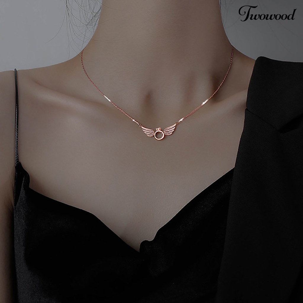 Twowood Wanita Kalung Warna Vibrant Bentuk Indah Tahan Luntur Ramah Terhadap Kulit Berkilau Hias Alloy Sayap Malaikat Kalung Wanita Choker Perhiasan Hadiah Untuk Gadis