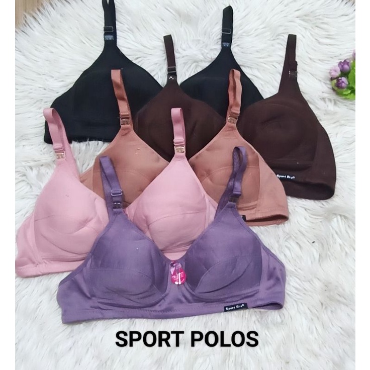 Paket Isi (3Pcs) &amp; (6Pcs) Sport Bra Dewasa Polos &amp; Polka / Bra Kain / Bra Sport / Bra Tanpa Busa / Bra Kesehatan