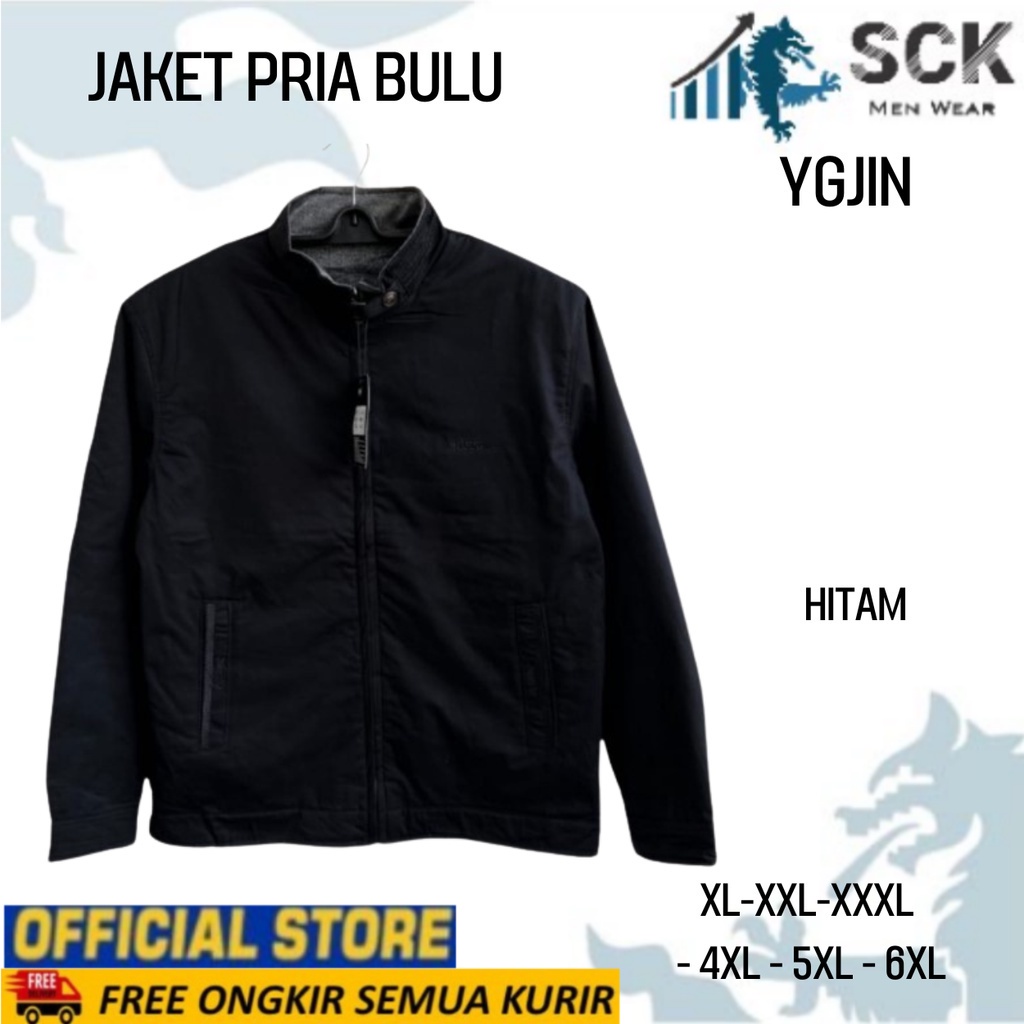 Jaket Pria YGJIN Krah Shanghai Dalam Bulu ukuran XL-6XL (JUMBO) / Jaket Bapak Bulu -sckmenwear GROSIR