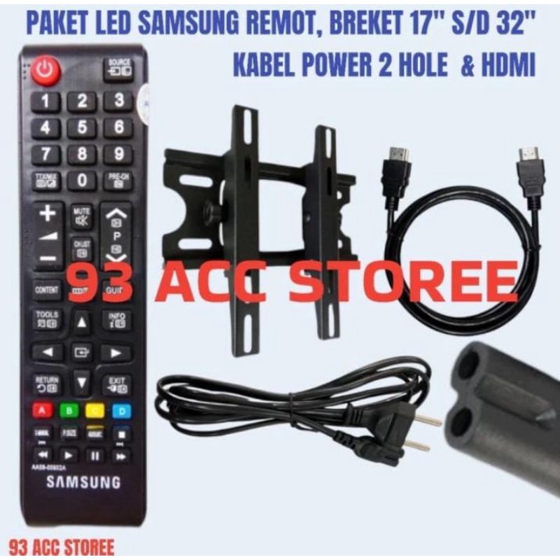 remot tv LED Samsung plus kabel power 2 hole,breket 32 inch