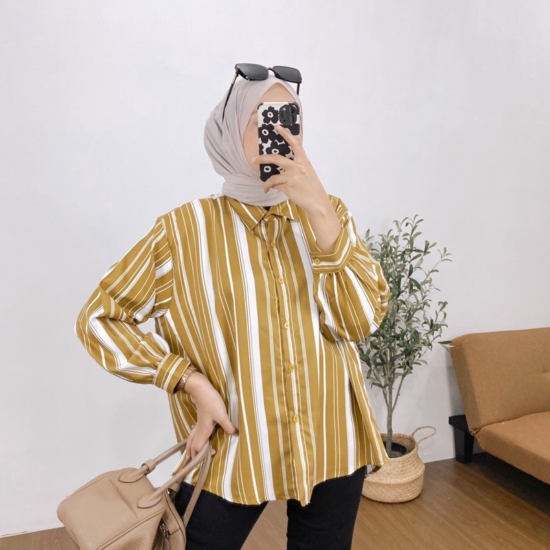 VS - KEMEJA NADINE STRIPE PREMIUM / KEMEJA WANITA / ATASAN WANITA