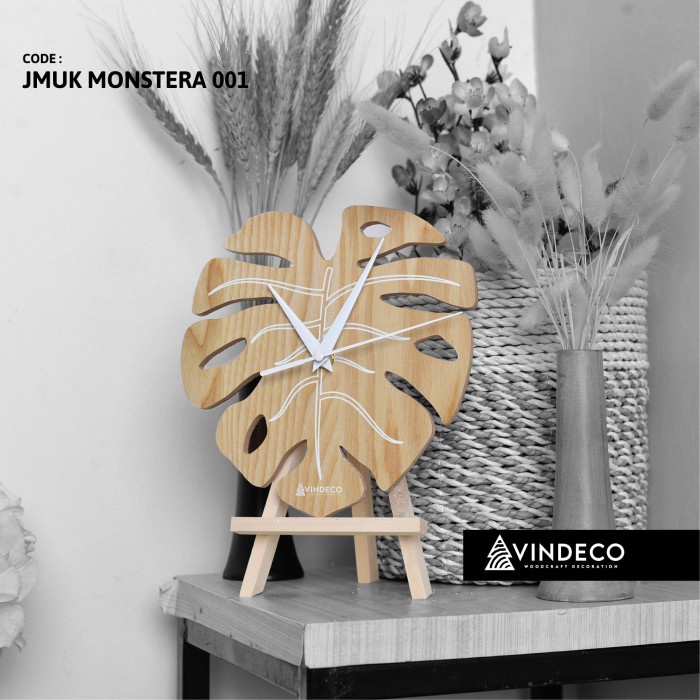 Watch DUDUK UKIR UKIR UNIK KAYU UKIRAN VINDECO MONSTERA 001 MESIN STANDAR Jam Vintage Kantor Promo M