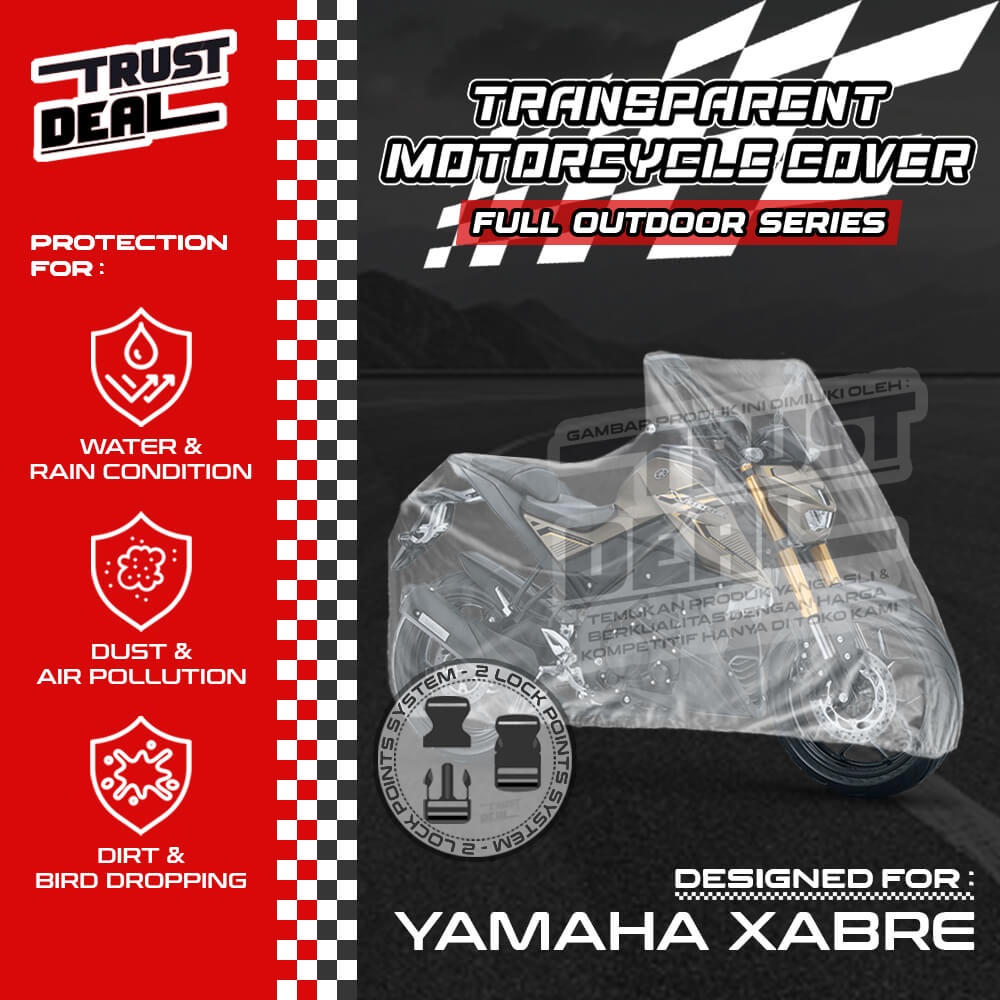 Sarung Cover Motor Plastik Transparan YAMAHA XABRE Selimut Penutup TEBAL Anti Air