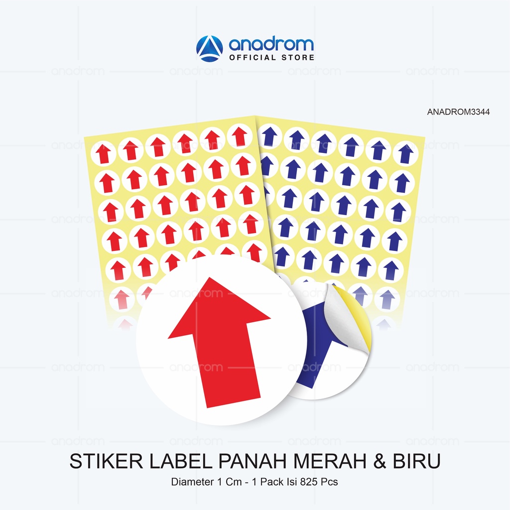 

Sticker Label Panah Merah & Biru | Sticker 1 Pack Isi 825 Pcs | Anadrom 3344