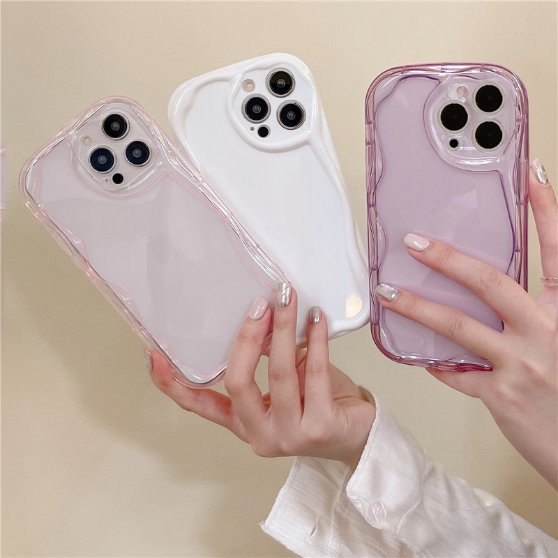 IPHONE Creamy Casing Ponsel Tepi Bergelombang Anti Jatuh Iphone11 12 13 14 Pro Max XR X XS 7 8 P lus Se2020 Shockproof Case Cover