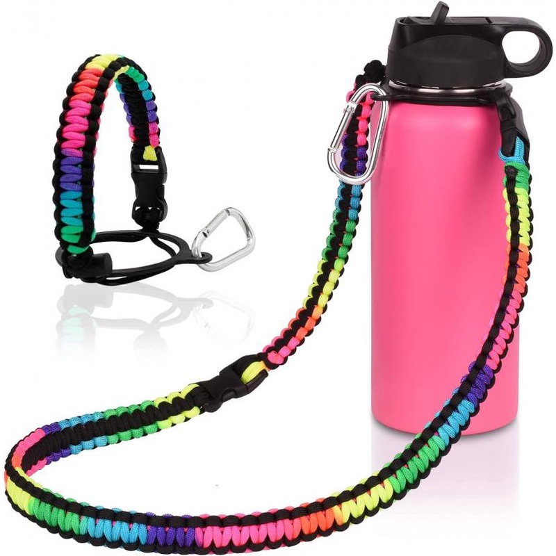 2pcs/set Aquaflask Tali Bahu Tutup Aksesoris 1.1M Hydroflask Portable Handle Rope Set Tumbler Mulut Lebar Botol Air Tali Bahu Pegangan Paracord