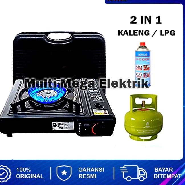 ♥ KOMPOR GAS PORTABLE 2 IN 1 BISA GAS LPG DAN GAS KALENG KOMPOR 1 TUNGKU KOMPOR CAMPING KOMPOR GUNUN