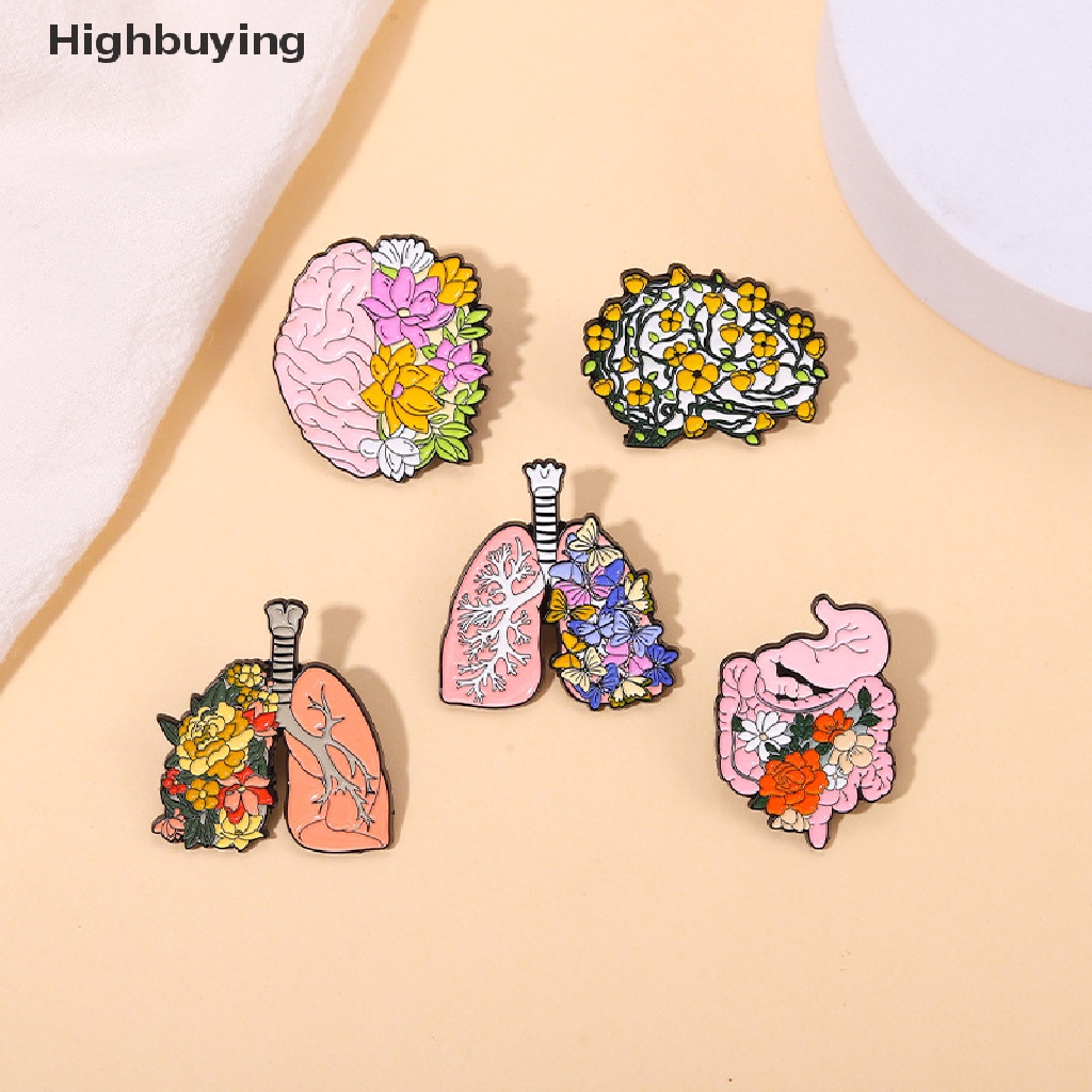 Hbid Kreatif Organ Bunga Enamel Pin Tubuh Internal Jantung Otak Paru-Paru Bros Pin Lucu Bros Kerah Lencana Perhiasan Untuk Wanita Gadis Glory