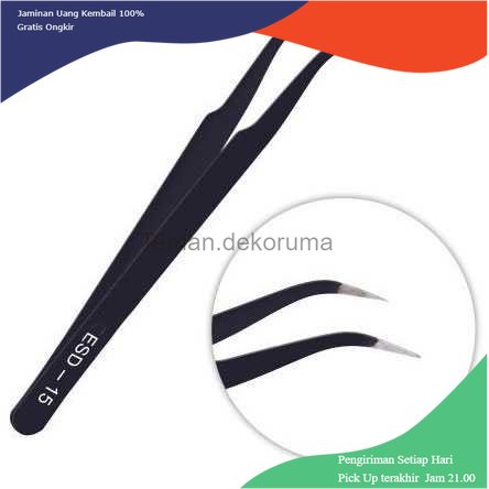 TD - HTA Eagle Beak Pinset Siku Stainless Laboratorium Tweezers Anti-static - ESD-15