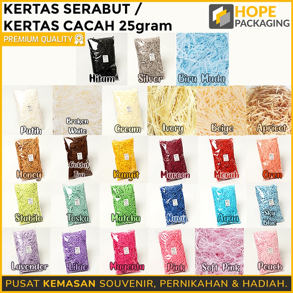 25gram Kertas Serabut / Kertas Cacah / isian kado / Kertas untuk Packing Hampers