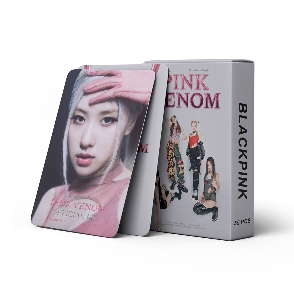 55pcs/box Kartu BP Pink VENOM Photocard LISA ROSE JENNIE JISOO Lomo Hitam Pink Kpop Postcards READY STOCK Blackpink Blackpink