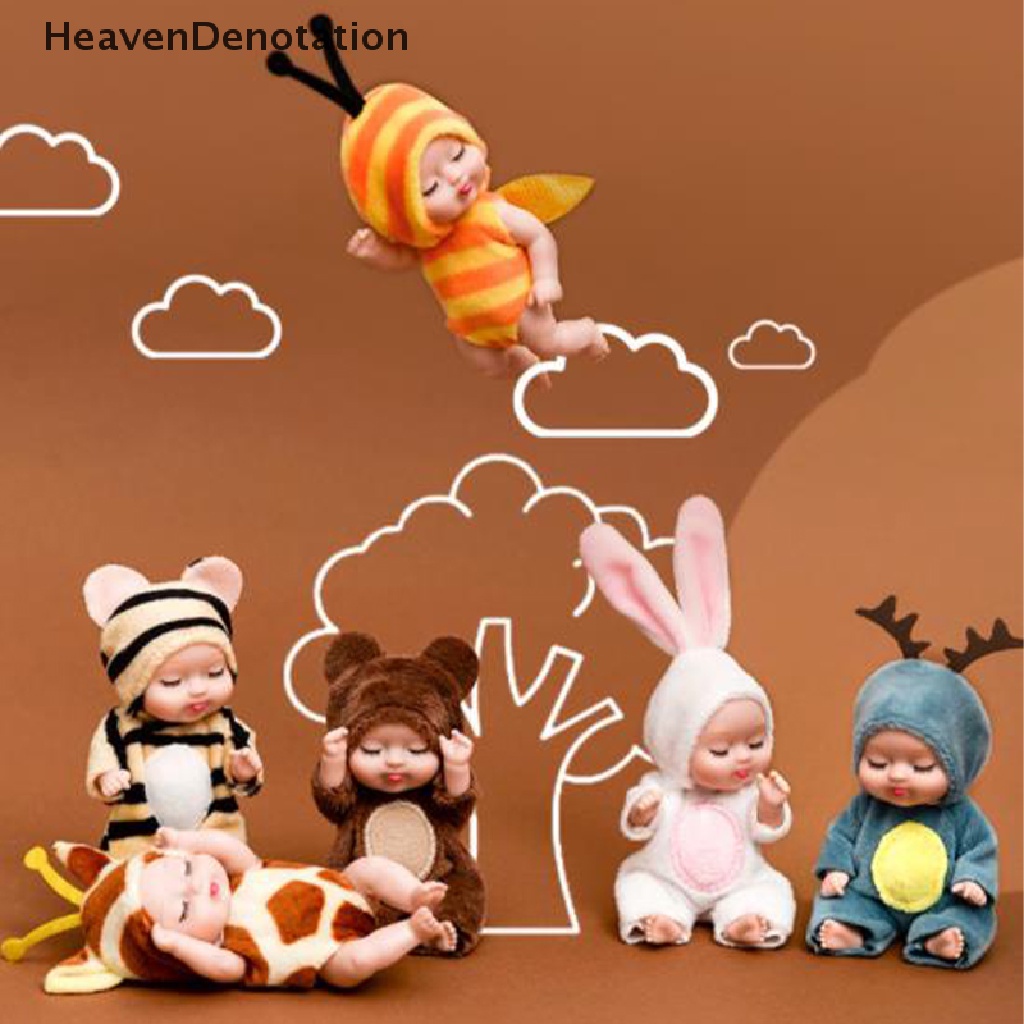 [HeavenDenotation] 11cm Simulasi Baby Doll Mainan Mini Tidur Baby Doll Hewan Untuk Anak HDV