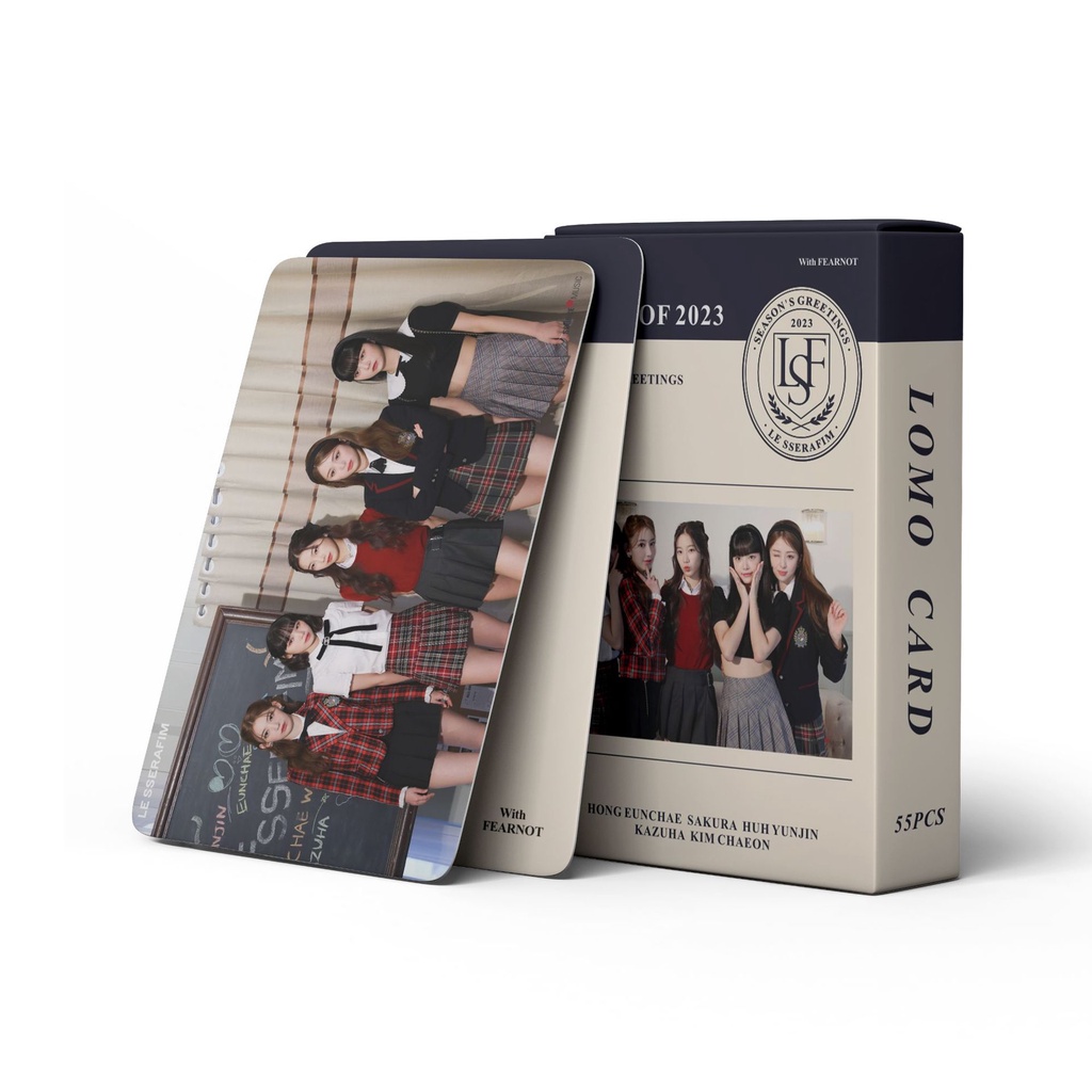 55pcs / box LE SSERAFIM 2023 SEASON'S GREETINGS Photocards SAKURA CHAEWON YUNJIN KAZUHA EUNCHAE Lomo Cards Kpop Postcards READY STOCK