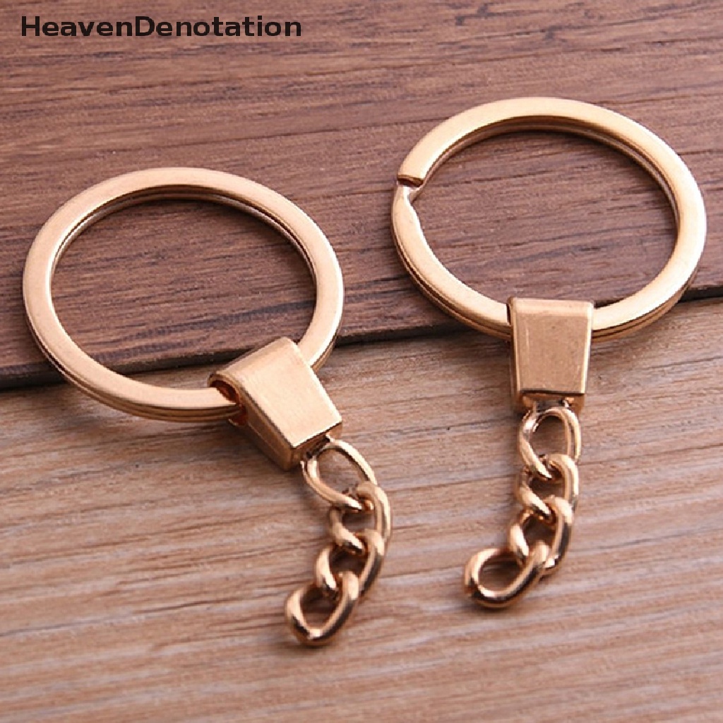 [HeavenDenotation] 10pcs Key Ring Long Round DIY 30mm Keyring Polished Round Split Metal Keychain Split Ring Pendek Rantai Aksesoris Tas Pesona HDV