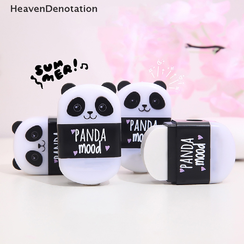 [HeavenDenotation] Kawaii Hitam Putih Bentuk Panda Karet Penghapus Pensil Dengan Pengasah Siswa Anak Hadiah Alat Tulis Sekolah Supply Alat Tulis Lucu HDV