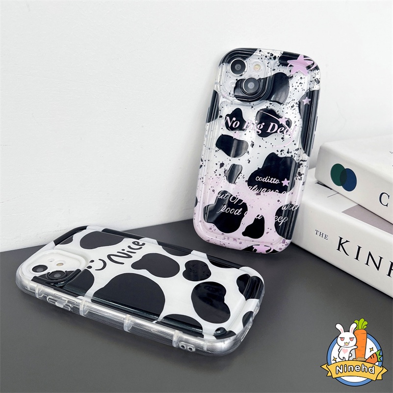 Casing Kompatibel Untuk iPhone14 13 12 11 Pro Max X Xr Xs Max 8 7 6 6s Plus SE 2020 Fashion Hitam Putih Pola Sapi Casing Ponsel Silikon Shockproof Airbag Soft Case Cover Pelindung