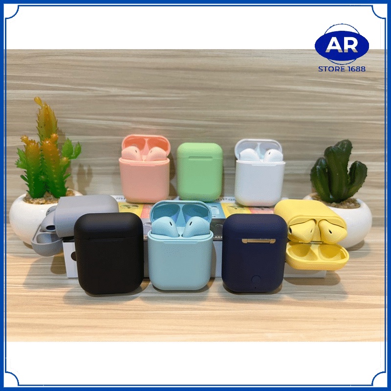 AR headset i12 TWS Wireless Earphone Bluetooth Warna Macaron