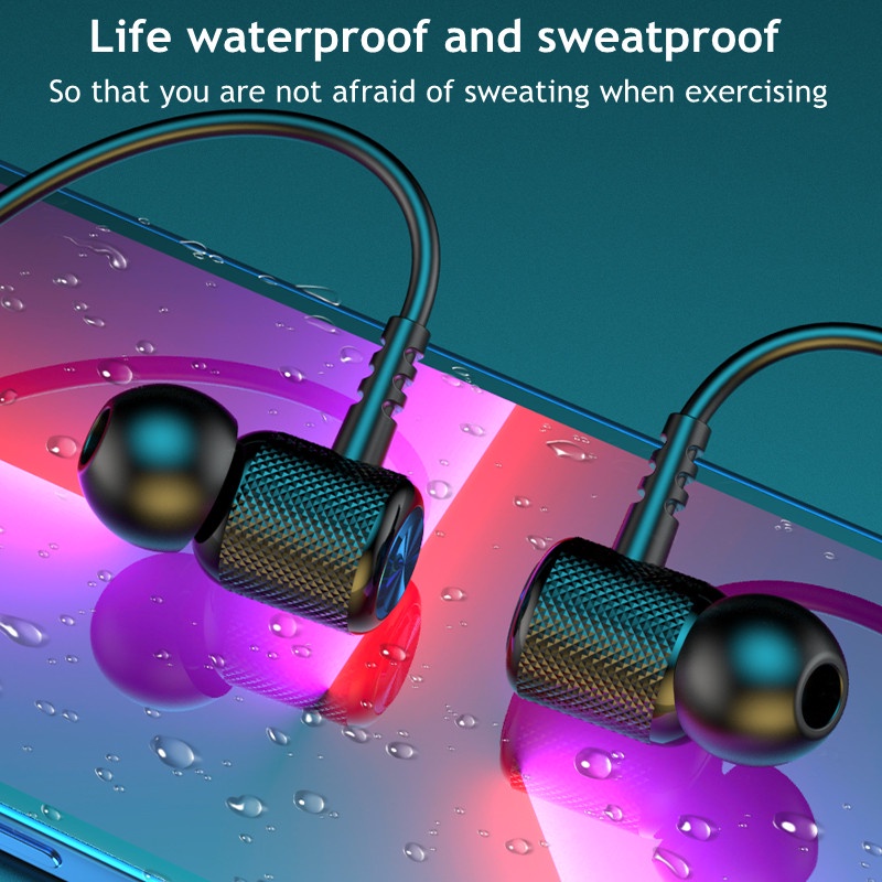 Headset Nirkabel Bluetooth Wireless Sport Music Bass Stereo  In-Ear Earbuds IPX6 Waterproof