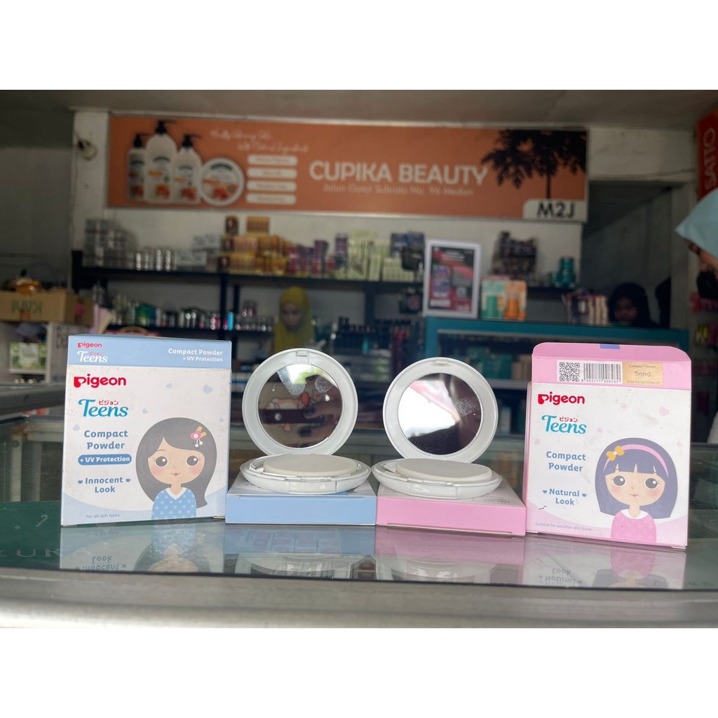 &lt;pu.x&gt;- Free kaca box biru dan pink - pigeon compact powder -- Pigeon teens compact powder