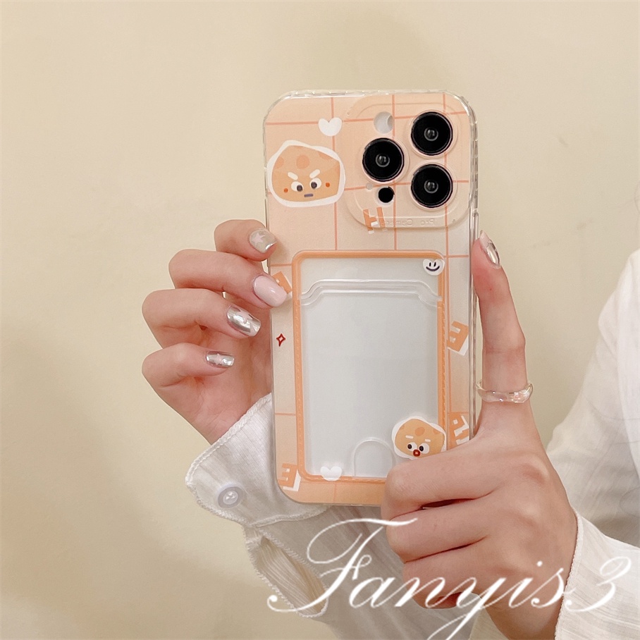 Compatible For IPhone 14 13 12 11 Pro Max X XR Xs Max 8 7 Plus SE 2020 Kompatibel Untuk Cheese Card Holder Phone Case Clear TPU Soft Cover Pelindung