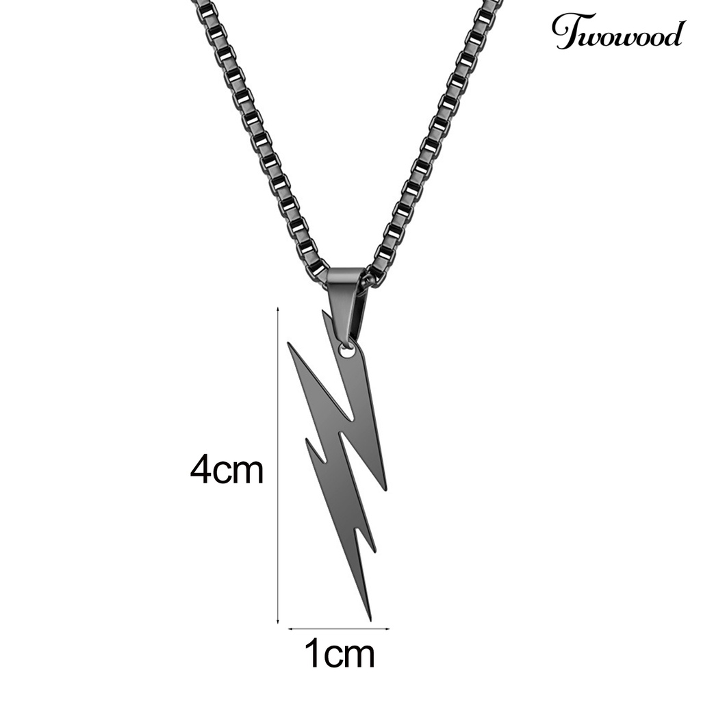 Twowood Pria Liontin Kalung Unisex Rantai Warna Solid Thunder Flash Bentuk Leher Dekorasi Gaya Hip Hop Geometris Pria Kalung Dewasa Perhiasan