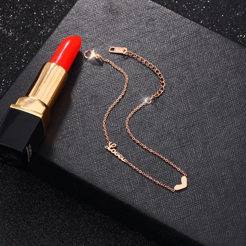 Gelang Kaki Bahan Titanium Steel Lapis Rose Gold 18K Anti Alergi Untuk Wanita