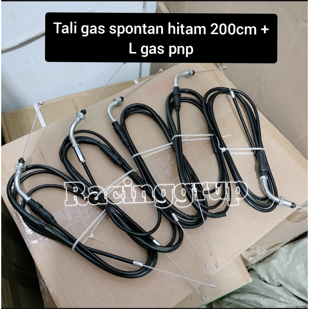 DUA Kabel Tali Gas Spontan Kontan L Serat Carbon Domino 190CM Universal Matic Bebek/Gold