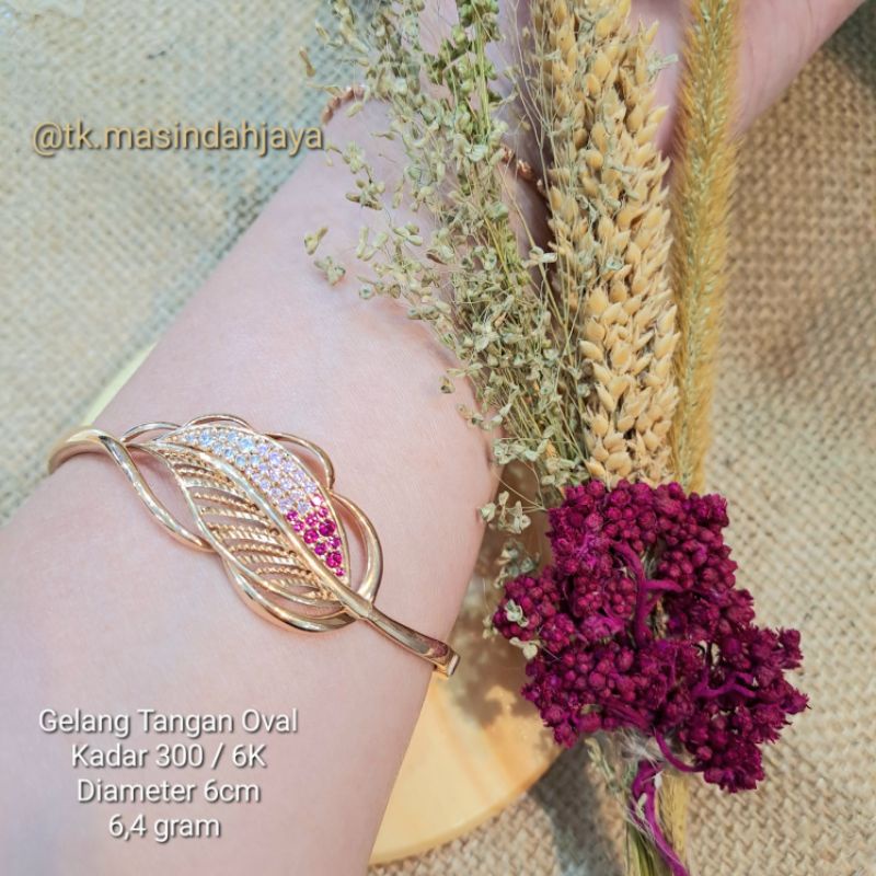 Gelang Tangan Oval Model Terbaru / Limited Edition Emas Asli Kadar 300 / 6K