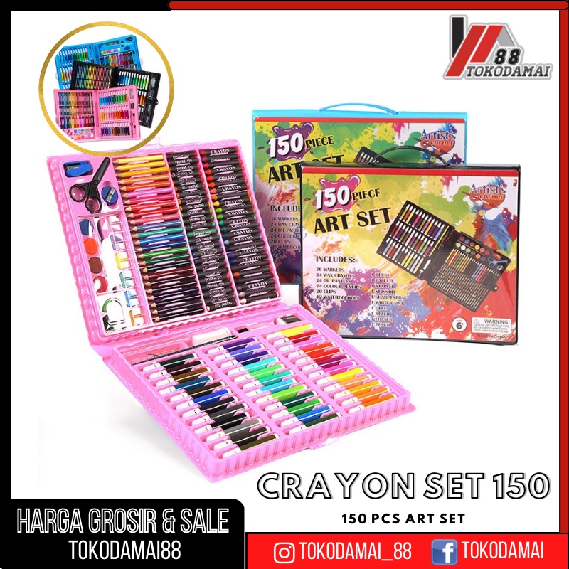 PENSIL WARNA 150PCS - ALAT TULIS SET CRAYON COLOURING SET 150PCS ART