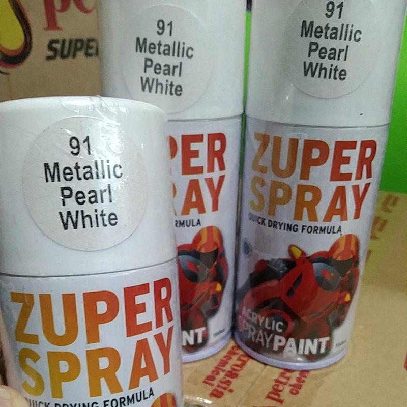 cat semprot pilok pilox zuper spray metallic pearl white 91 150cc putih metallic putih gliter