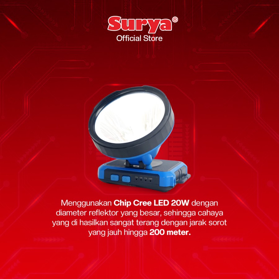 Surya SYH L205A / SYH L206A Senter Kepala LED / Headlamp Rechargeable